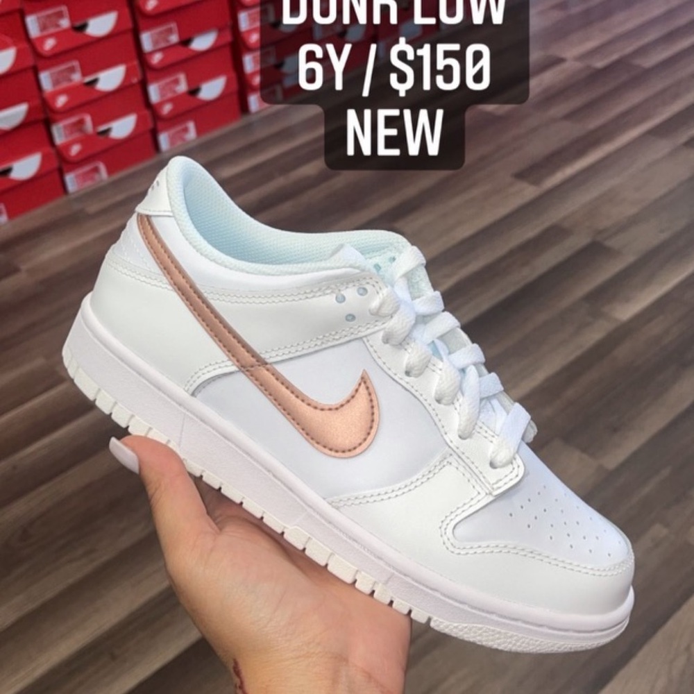 Nike Dunk Low White and Gold Sneakers